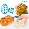 Bread Cutters Baking Bread Rolls Mold, 2PCS Dough Press Mold Set Baking Bread Rolls Mold Plastic Pastry Cutters (Blue)