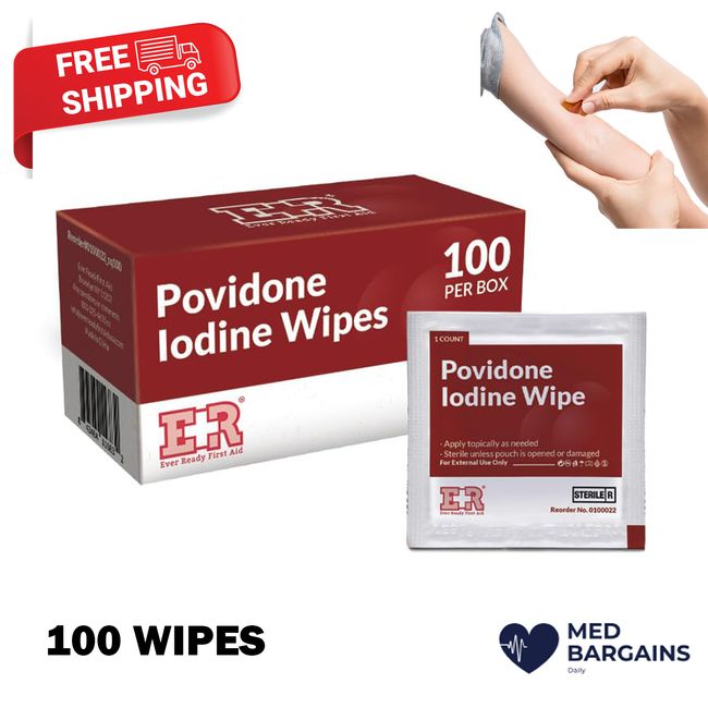 Ever Ready First Aid Povidone Iodine Wipes – Box of 100 Wipes