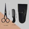 ONTAKI 5” German Beard Scissors & Mustache Scissors - 2 Combs (Beard Comb + Mustache Comb) with Carrying Pouch - Hand Forged Beard Trimming Scissors with Finger Rest (Black (5" Inch German Steel))