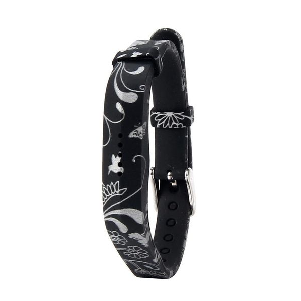 Wristband for Fitbit Flex 2 for Activity Tracker (SILVER FLOWERS)