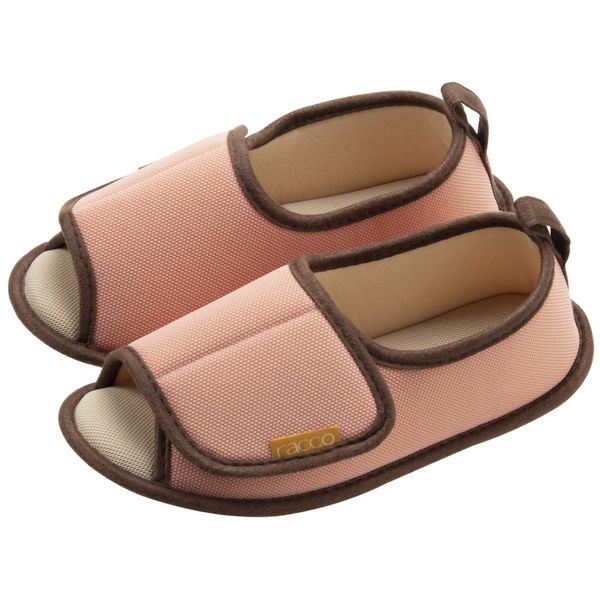 Racco 310035 Nippon Slippers, Room Shoes, Large, 9.4 - 9.8 inches (24 - 25 cm), Pink, Plain, Heel Cushion, Hand Washable, Lightweight Comfort, Walking Support