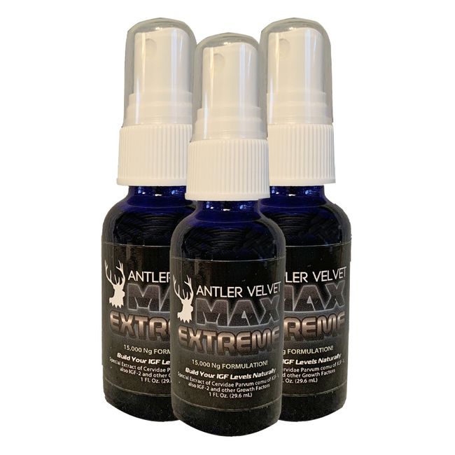 High Potency Deer Antler Velvet Extract Spray | AVM Extreme 3 Bottle Pack