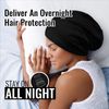 PARISBELLA Satin Lined Sleep Cap Bonnet for Curly Hair and Braids, Stay On All Night Hair Wrap with Adjustable Strap for Women and Men, Black, Pack of 1