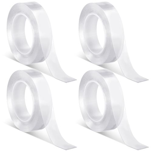 Eaasty 4 Roll Clear Curtain Glide Tape 0.59 Inch x 9.84 ft Curtain Slide Tape Drapery Ring Shower Rod Cover Adhesive for Hooks Rod Joint Ramps and Transition Cover