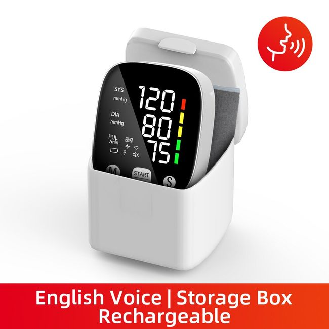 LED Wrist Blood Pressure Monitor Rechargeable English/Russian Voice  Broadcast