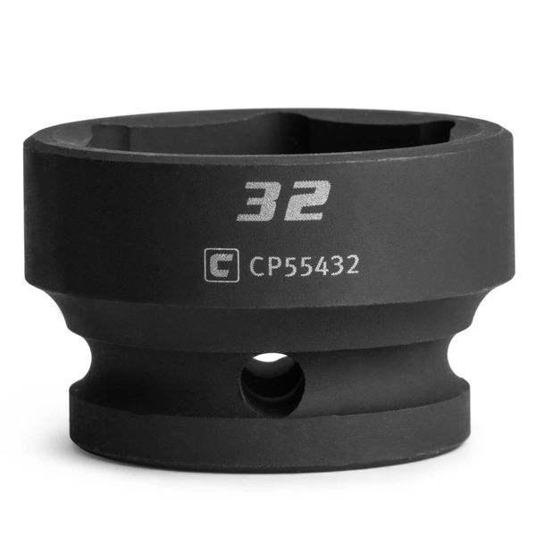 Capri Tools 32 mm Stubby Impact Socket, 1/2 in. Drive, 6-Point, Metric