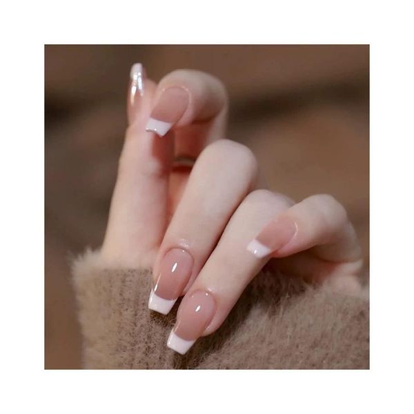 Nail tips, long, fake nails, lengthening tips, nail stand, fake nails, spring/summer nails, double-sided tape included, stylish, cute, popular, medium-length type, 3D effect, stick-on