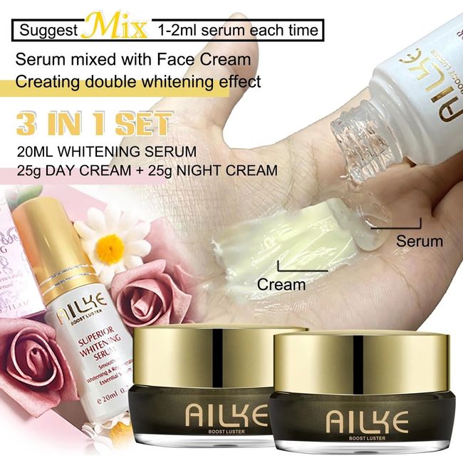 Whitening Face Cream And Serum Reduce Dark Spots Collagen Niacinamide Glutathion