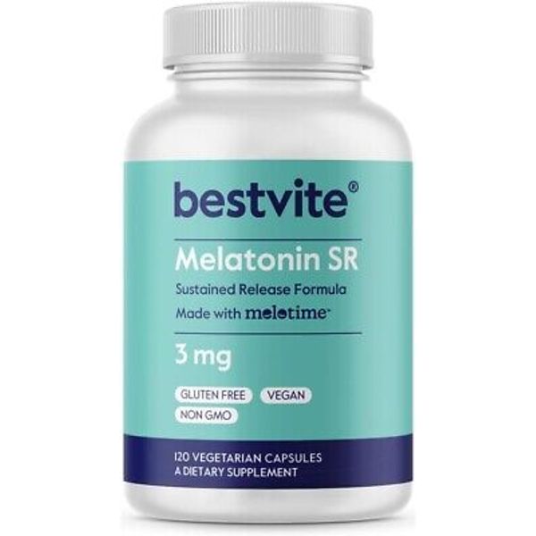 Melatonin SR(Sustained Release Formula, Made with Melotime) 3mg-120 Veg Capsules