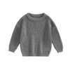 Toddler Baby Round Neck Jumper Long Sleeve Solid Knitted Jumper Tops Autumn Winter Clothing, A-Grey