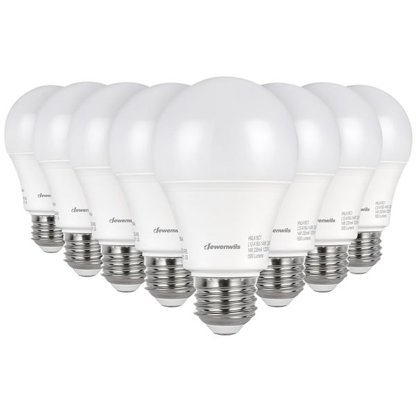 DEWENWILS 8-Pack A19 LED Light Bulbs 5000K Daylight LED Light Bulbs,Non Dimmable