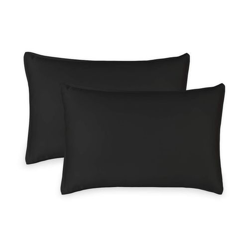 Queen Pillowcases by Pure Bamboo, Genuine 100% Organic Viscose Derived from Bamboo, Luxuriously Soft & Cooling, Double Stitching, Envelope Closure (2 Queen Pillowcases, Black)