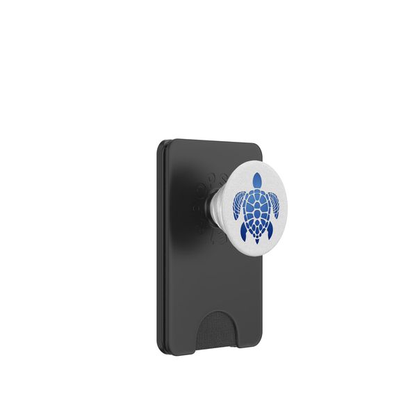 Dark light Blue Turtle lover Phone grip on White pattern PopSockets PopWallet for MagSafe