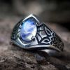 Cutesmile Vintage Pattern Silver Ring Oval Cut Moonstone Silver Ring (8)