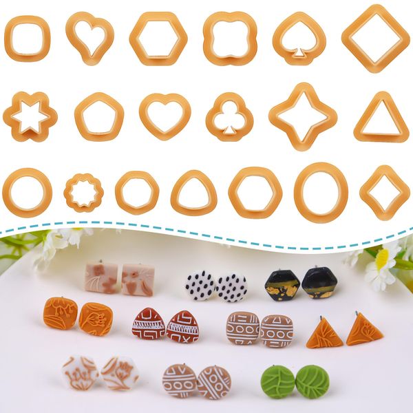 Puocaon Mini Polymer Clay Cutters - Poker Spade Clay Cutters for Polymer Clay, 19 Pcs Clay Cutters Heart Club Diamond Circle Clay Cutters for Polymer Clay Jewelry Making, Mini Clay Earring Cutters