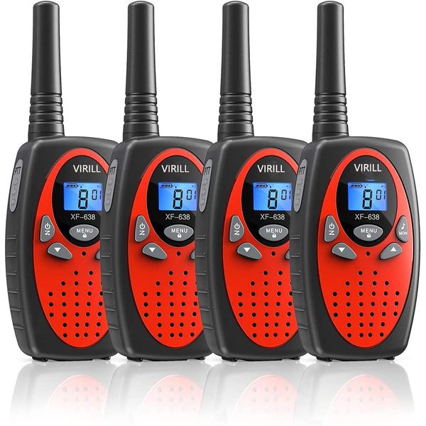 4 Pack Two Way Radios Walkie Talkies VIRILL 22 Channels VOX Scan Long Range LCD Screen Walky Talky for Kids Adult