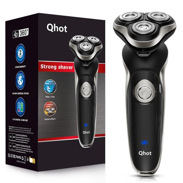 Qhot Electric Razor for Men, 2024 Upgraded Mens Cordless Electric Razors Beard Shavers for Men Face 3 in 1 Waterproof Rotary Shavers, Wet Dry Use(S3)