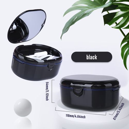 Denture Box, Denture Box with Filter, Dentures for Storage and Immersion, Dentures, Cleaning Baths, Braces Box, Denture Box, Dental Box (Black)