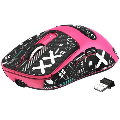 MANBASNAKE × ATTACK SHARK X3 Wireless Gaming Mouse, 49g Lightweight Triple Mode Ergonomic Computer Mouse, PAW3395 26K DPI Sensor,200h Battery Life, Griptape Programmable Buttons for PC/Mac/Win (Berry)