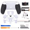 eXtremeRate Black Rubberized Grip Programable RISE4 Remap Kit for PS5 Controller BDM-010 BDM-020, Upgrade Board & Redesigned White Back Shell & 4 White Back Buttons for PS5 Controller -NO Controller