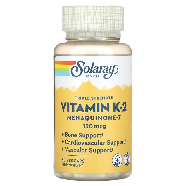 Solaray Triple Strength Vitamin K-2 Menaquinone-7 150mcg 30 Vegetarian Capsules