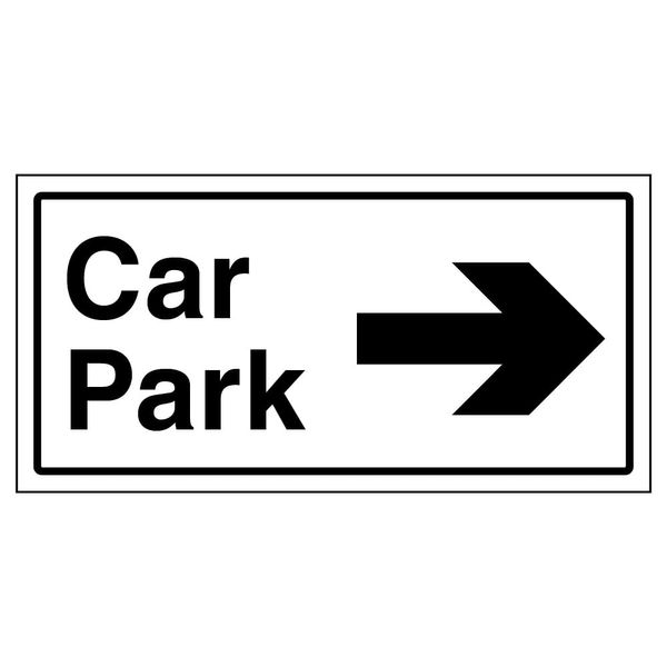 V Safety Car Park Arrow Right Sign - 300 x 150 mm - 1 mm Rigid Plastic Safety Sign