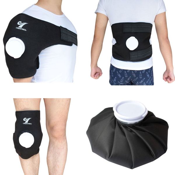 Creatrill Reusable Hot Cold Therapy Ice Bag Pack (9") Neoprene Core Wrap with Elastic Strap, Portable Moist Heating Brace First aid Ice Compression Sleeves Pain Relief Pad