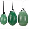 AITELEI 4Pcs Set Jade Yoni Eggs Stick,3 Pcs Drilled Natural Green Aventurine Quartz Crystal Jade Eggs Massage Stone + 1 Pcs Massage Stick for Women Kegel Exercise Strengthen Pelvic Floor Muscles