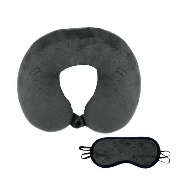 Memory Foam Travel Pillow with Sleep Mask - Purple