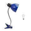 Simple Designs LD2014-BLU-LB 15.25" Adjustable Clip Lamp Light with LED Bulb, Blue