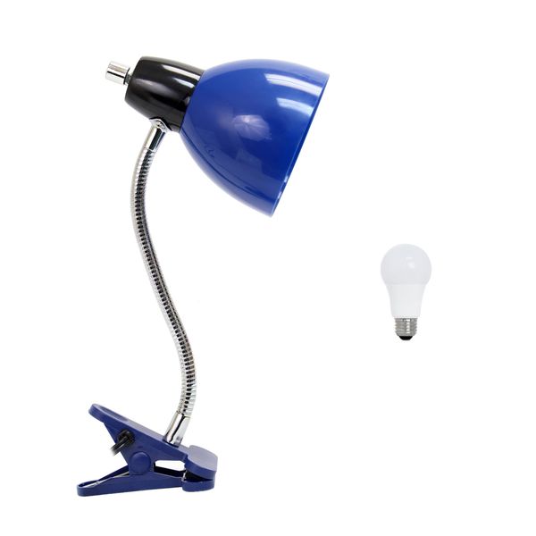 Simple Designs LD2014-BLU-LB 15.25" Adjustable Clip Lamp Light with LED Bulb, Blue