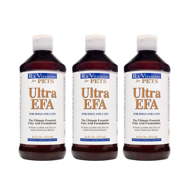 Rx Vitamins For Pets Ultra EFA Oil Dogs and Cats 16 OZ Fatty Acid Formula 3 PACK