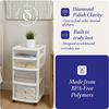 HOMZ 4-Drawer Cart Organizer with Removeable Wheels, Medium, White & Clear
