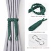 Pretty Jolly 2 Pack Natural Cotton Rope Curtain Tiebacks Elegant Boho Style Decorative Drape Tie Backs Soft Hand-Woven Rope Curtain Holdbacks with Metal Hook for Home & Office Drapery (Dark Green)