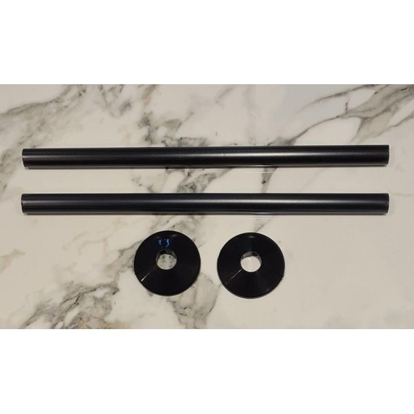 Radiator Pipe Covers & Collars - Pair Black 15mm Pipe Shroud 300mm-TC