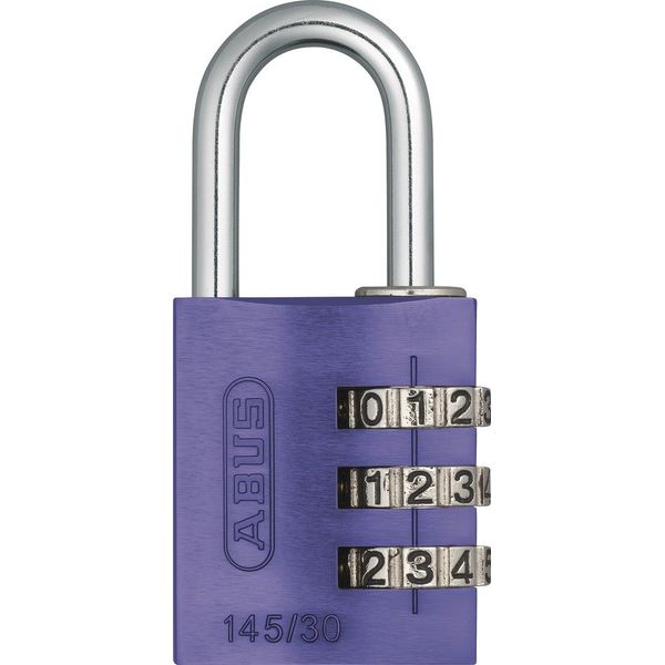 ABUS Combination Padlock 145/30 Purple - for Luggage, Cabinet etc - Aluminium Padlock - Individually Adjustable Numerical Code - ABUS Security Level 3