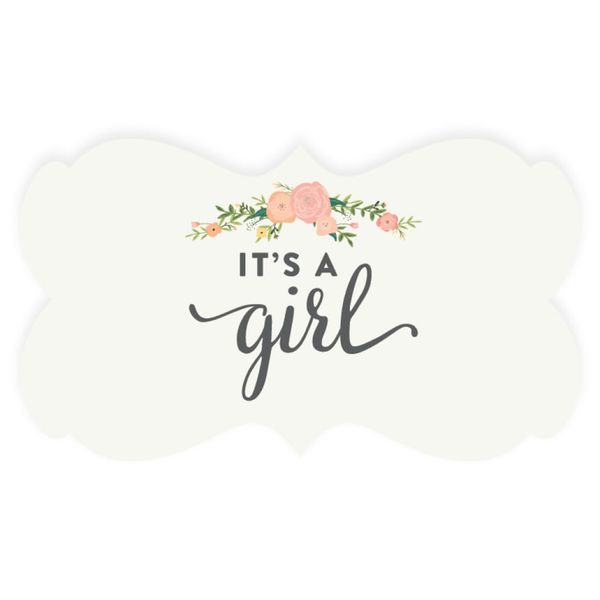 Andaz Press Fancy Frame Rectangular Label Stickers, It's a Girl!, Floral Roses, 36-Pack Wedding Decorations, Wedding Favors, Stickers for Packaging, Party Favor