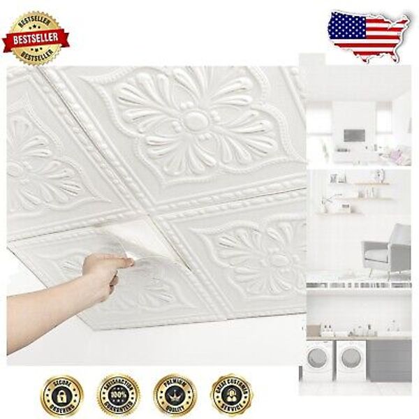 Elegant Peel and Stick Ceiling Tiles, Waterproof Foam, 42 Sq.Ft, Modern Design