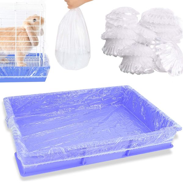 upcessory 50 pcs Disposable Rabbit Cage Liner, Clear Plastic Bunny Cage Liner Bag Universal Toilet Film for Bunny Hamster Totoro Hedgehog Guinea Pig cage Liner Bunny Supplies and Small Animals Cage