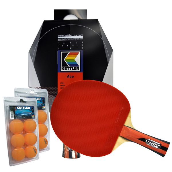 KETTLER 2-Player Ace Table Tennis Accessory Set (2 Rackets and 12 Balls)