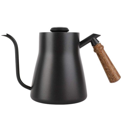 Fdit 850ml Stainless Steel Tea Kettle Drip Over Coffee Kettle Teakettles with Wooden Handle(with Thermometer)