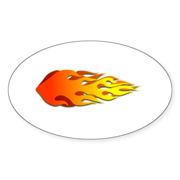 CafePress Racing Flames Sticker Oval Car Bumper Sticker