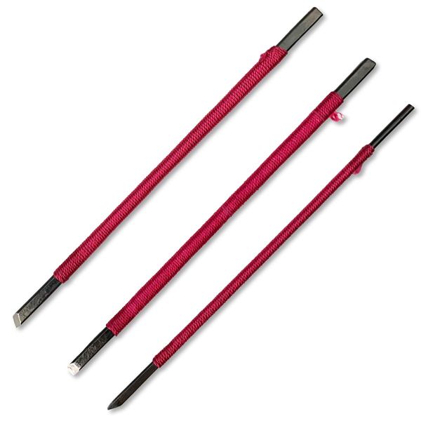 Tenkoku Chisel Set, Red Thread Spool, Set of 3