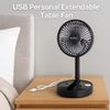 Telescopic Folding USB Desk Fan – Adjustable Height 11.5" to 14", Quiet, Compact