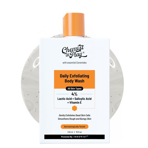 Chemist at Play Body Wash Exfoliating for Dry Rough Bumpy Strawberry Skin with 1% Salicylic Acid 2% Lactic Acid and Ceramides for Men and Women | 236 ml