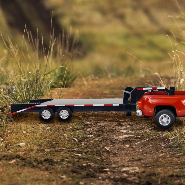 Big Country Toys Flatbed Trailer with Gooseneck Trailer Hitch, Fun Add-On for Farm Toys & Toy Trucks…