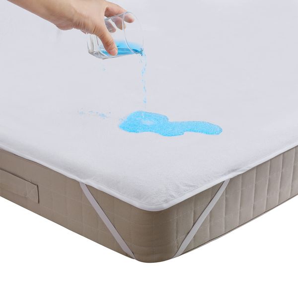 Beedsooth Mattress Protector Waterproof Terry Cotton Anti-Hypoallergenic Breathable Non Noisy Anti-Mold Double 135x190cm 12'' Deep