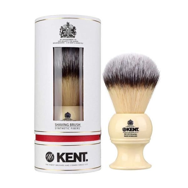 G.B.KENT Handmade Shaving Brush British Royal Purveyor Antibacterial Shaving Facial Wash Brush (King Size, White)