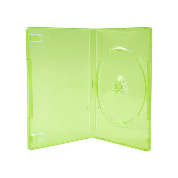 Maxtek 14mm Transparent Green Standard Single Capacity DVD Case with Outter Clear Sleeve Compatible for Xbox Game Discs, 10 Pieces Pack