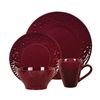 Elegant Modern Stoneware Scroll Dinnerware Set for Parties - Merlot, 16 Piece